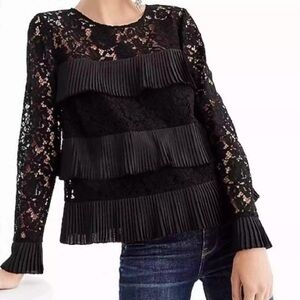 J. Crew Ruffle Tiered Lace Top